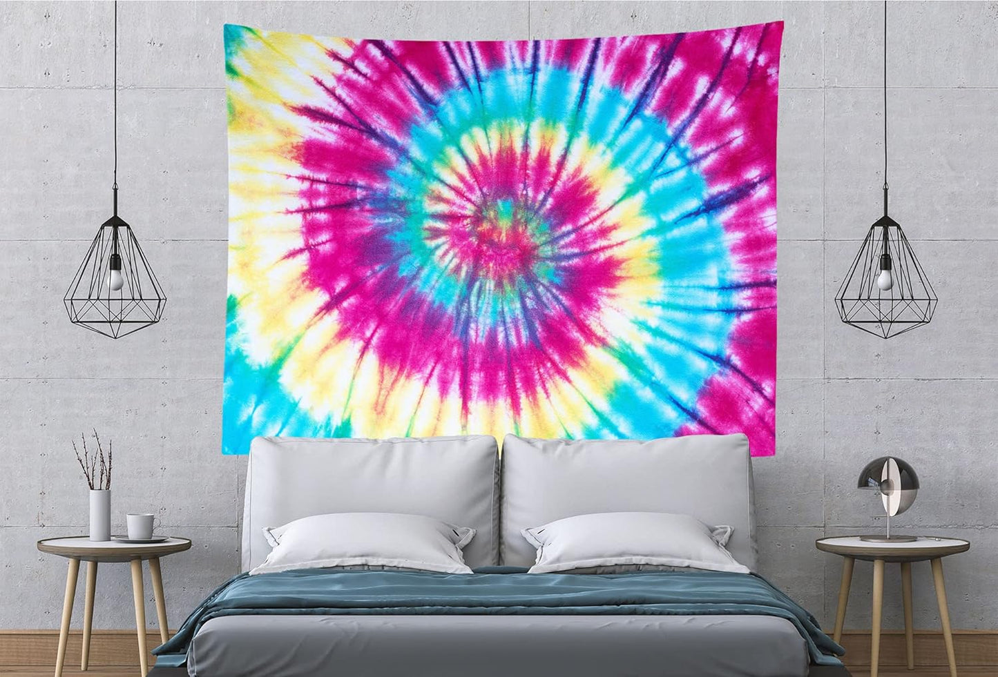 BELECO Tie Dye Tapestry Wall Hanging Fabric 60x50 Inch Colorful Spiral Tie Dye Tapestry Hippi 60s Themed Party Decorations Rainbow Tapestry Art Wall Decor for Bedroom Aesthetic Living Room Dorm