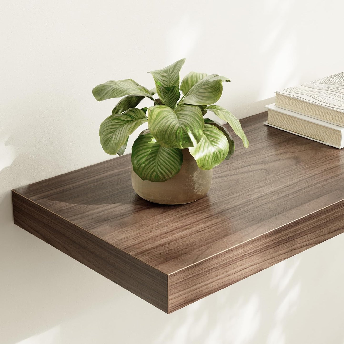 Large Floating Shelves for Wall Set of 3 Wooden Wall Shelves 36 in x 12.75 in x 2 in Room Decor Long Shelf with Invisible Wall Mount Bracket for Bedroom Kitchen Living Room Walnut