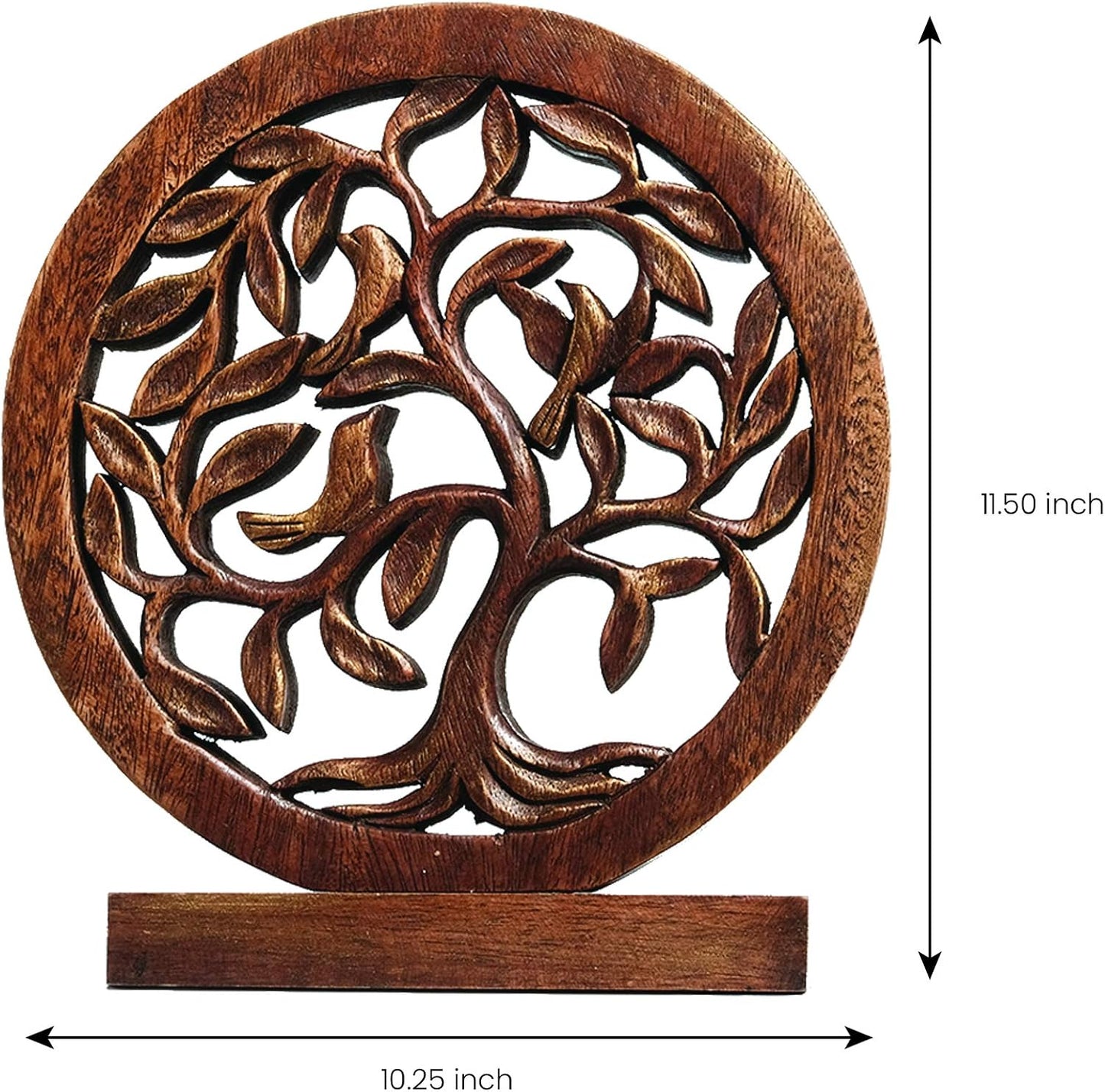Decozen Wooden Tree of Life Sculpture - Birthday Gifts, Home, Office, Living Room, Shelf, Fireplace, Farmhouse, Tabletop, Boho and Mantle Decor - Decorations