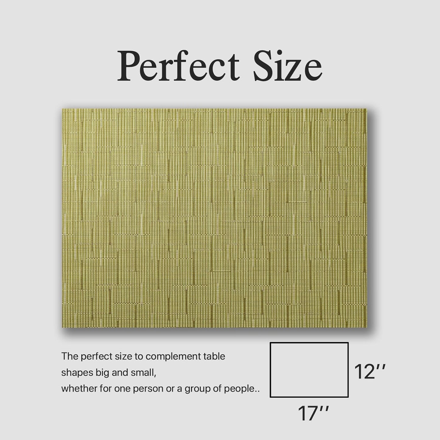 Placemats Set of 8 - Easy Clean Woven Vinyl Placemats for Dining Table, Indoor/Outdoor Place Mats, Washable PVC Table Mats （Pea Green）