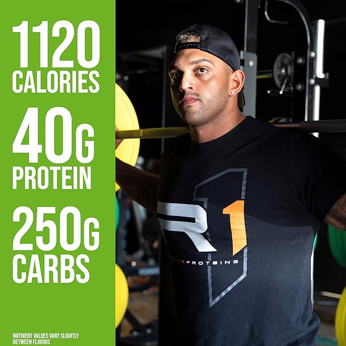 Rule One Proteins, R1 Mass Gainer - Vanilla Crème, High-Calorie Weight Gain Formula with 1,220+ Calories, 250g+ Complex Carb Blend, 40g All-Whey Protein, 8g Fat Per Serving, 6 Pounds, 8 Servings