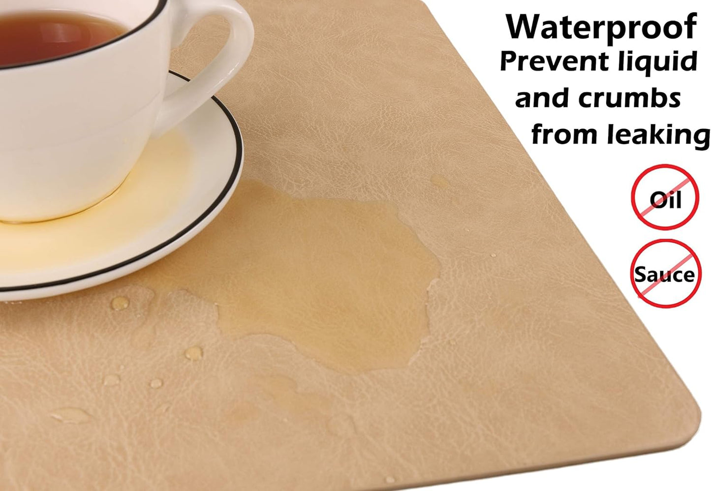 Faux Leather Placemats, Set of 4 PU Table Mats, Easy to Clean, Heat & Stain Resistant for Office Conference Table,Dining Home Decor