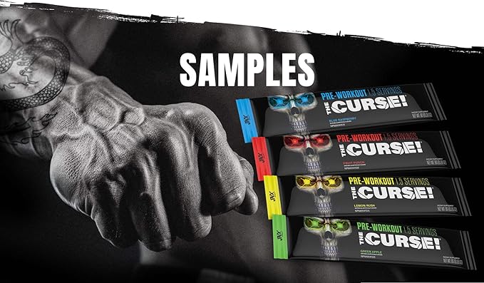 JNX SPORTS The Curse! Pre Workout Supplement - Energy & Focus, Strength Gains, Enhanced Blood Flow with Creatine & Caffeine | Sample Variety Pack | 5 x 8g Samples