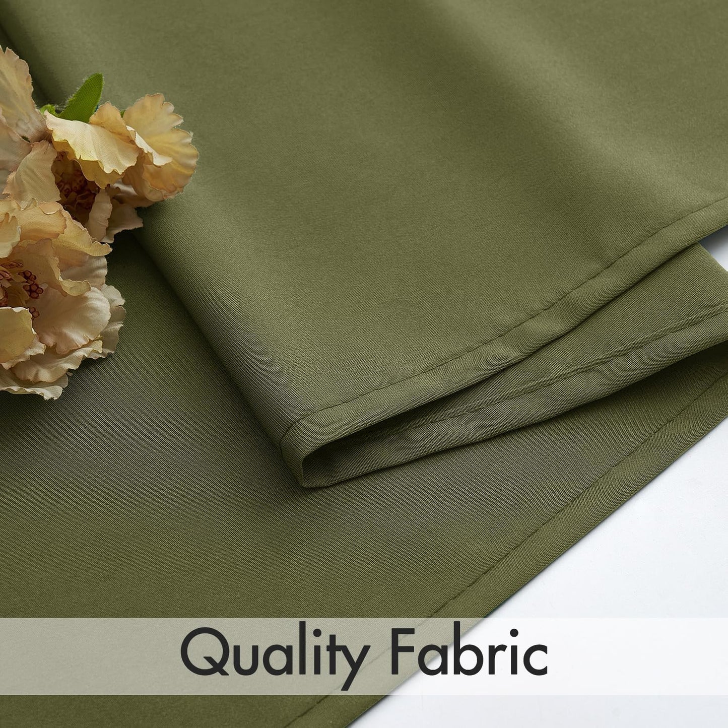 MIULEE Olive Green Privacy Sheer Curtains That Let Light in 96 Inches Long Non-See-Through Semi Sheer Curtain Light Filtering Window Curtains Drapes for Living Room Bedroom 2 Panels Set 42 X 96