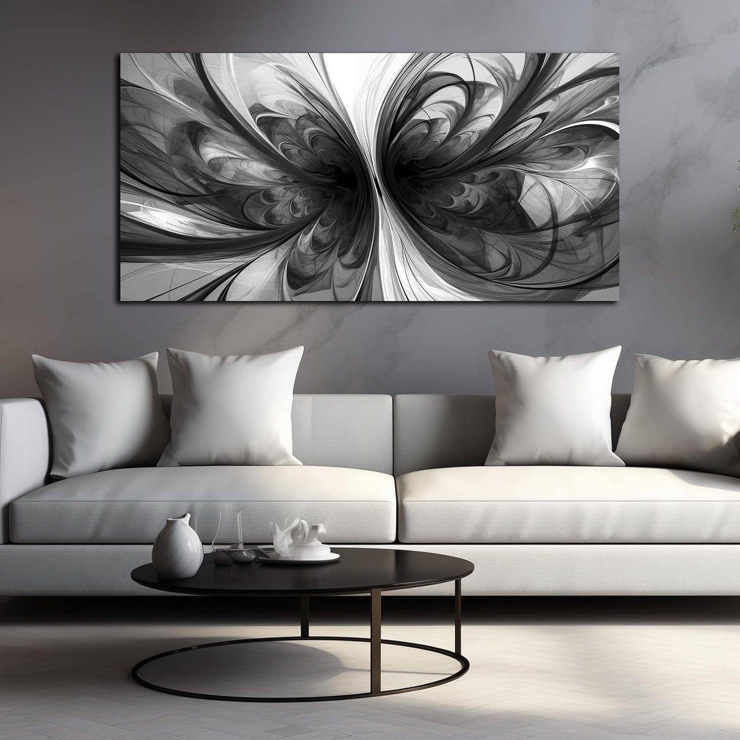 Large Abstract Canvas Wall Art Living Room Black Art Wall Decor for Office Teenage Boy Room Decor 29 x 59 Inch