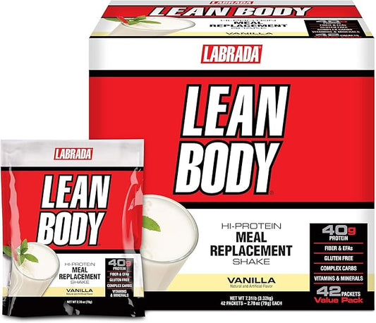 Labrada Lean Body MRP All-In-One Vanilla 40g Protein, 8g Healthy 22 Vitamins (42 Packets)