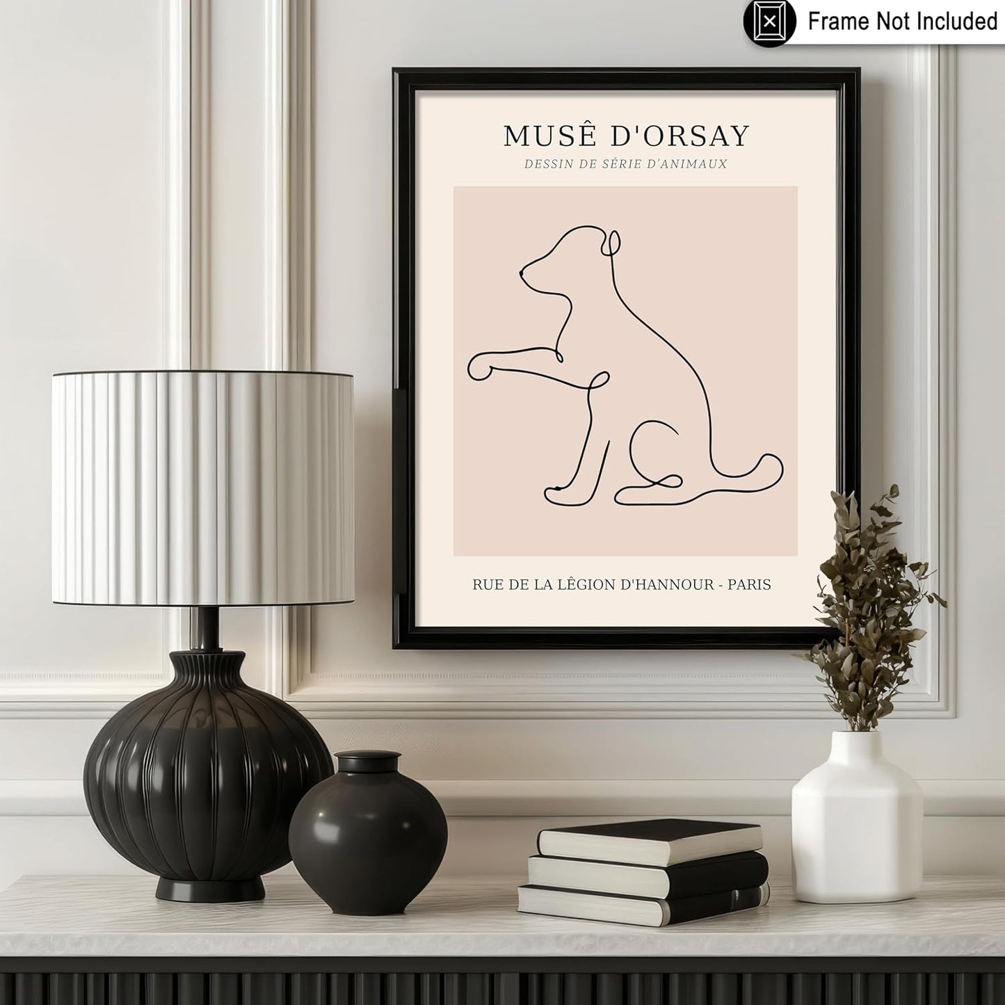 Poster Master Vintage Poster - Retro One Line Dog Drawing Print - Dog Art - Minimal Gift for Men, Women, Animal Lover - Abstract Wall Decor for Home, Office, Bedroom, 24x32 Unframed Wall Art