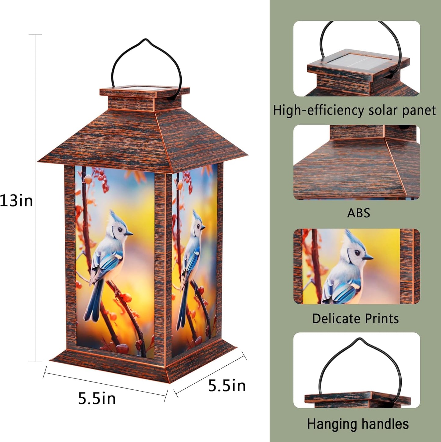 Solar Lanterns Outdoor, Waterproof Garden Hanging Lanterns with LED Flickering Flameless Candles for Mom Grandma Women Lantern Decorative Outdoor for Yard, Garden,Party Decor