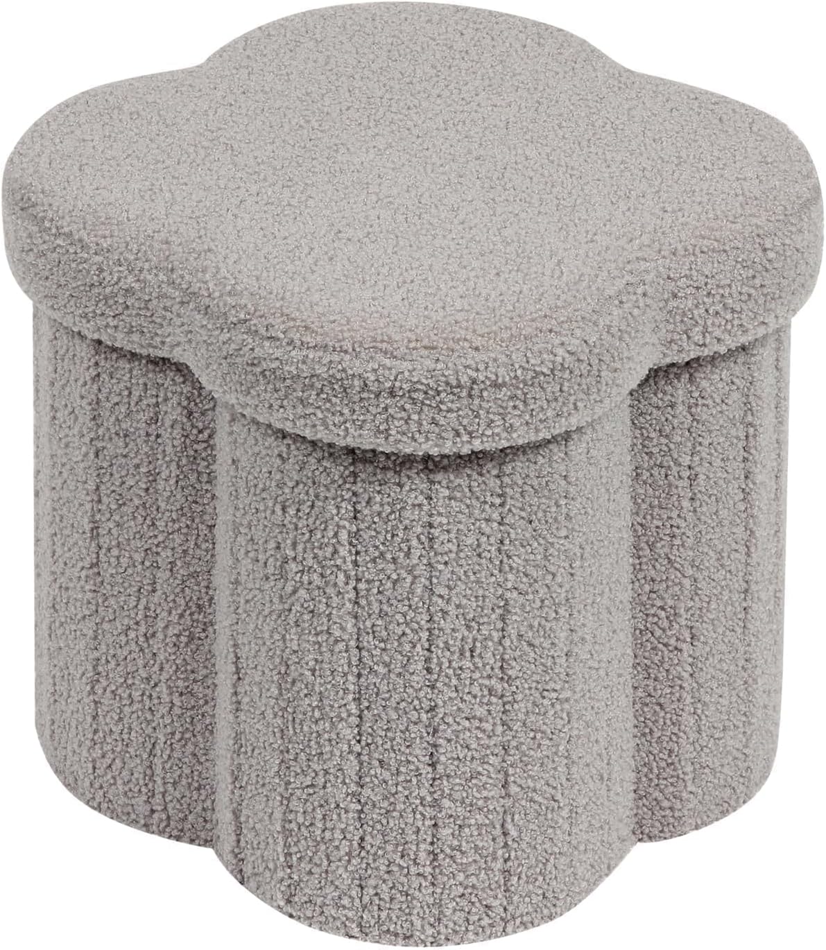 B FSOBEIIALEO Storage Ottoman Cube, Flowers Shaped Ottomans with Storage Foot Stool Footrest for Lving Room, Boucle Ottoman Seat for Dorm Room,Faux Teddy Fur, Grey 12.6"x12.6"x12.6"