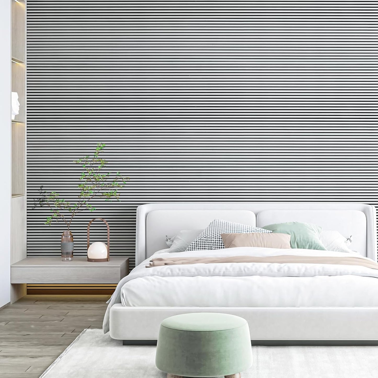 Art3d 4-Pack Glue-On Fine Bar Wainscoting Panel for Interior Wall Decor - 104 x 12 Inch Polystyrene Ultralight Slim Slat Wall Panels for Living Room Bedroom, Poplar