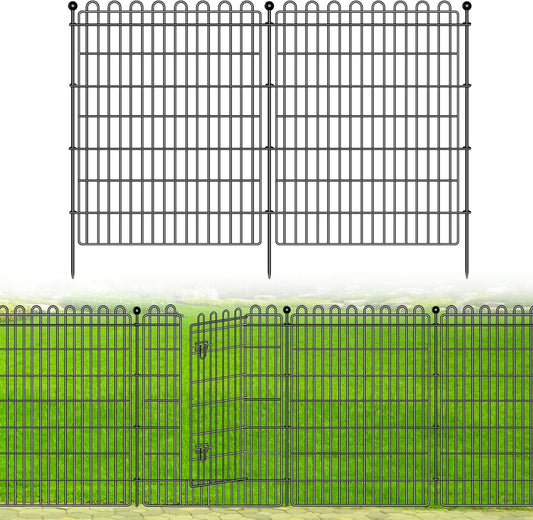 20 Panels No Dig Decorative Garden Fence with 2 Gates for Yard, 40 in(H) X 47.2 ft(L) Animal Barrier Fencing for Outdoor Dog, Metal Portable Garden Fences for Borders, Pets, Landscape, Temporary Fence