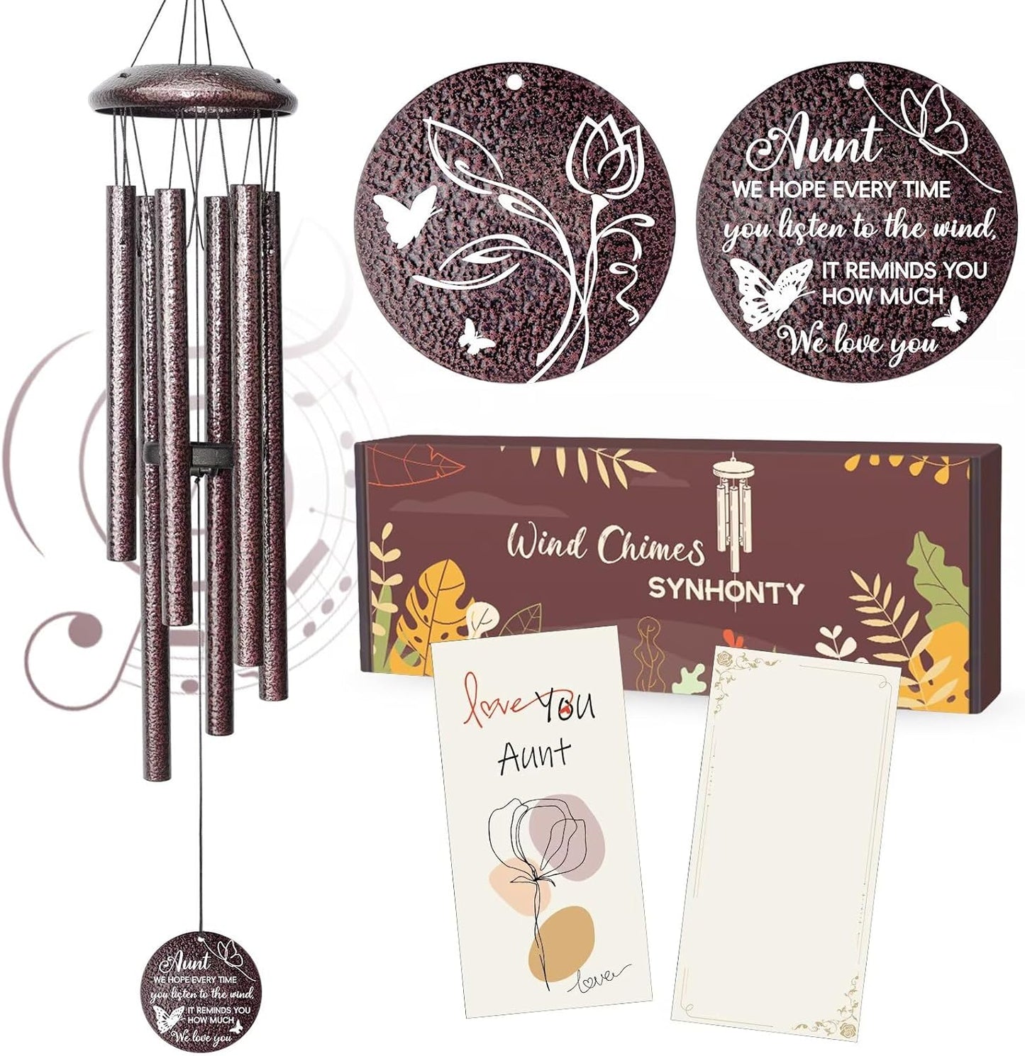 Gifts for Aunt, 25''Wind Chimes, Birthday Gifts for Aunt from Nephew Niece, Best Aunts Ever Gift for Women,Thanksgiving,Christmas Day Gift Ideas for Love Rreminder.