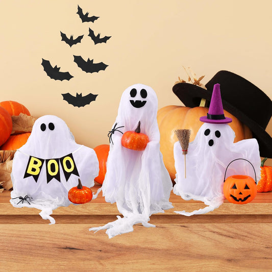 Halloween Decorations - Set of 3 Cute Spooky Ghosts Crafts - Ghost Decorations Indoor Halloween Decor for Party Table Home Room Kitchen Office