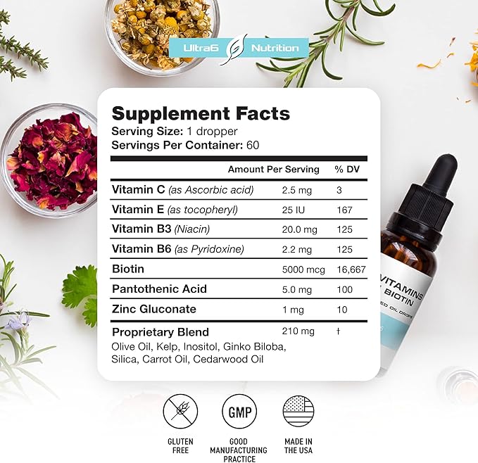 Liquid Biotin with Hair Vitamins, Vitamin B6. for