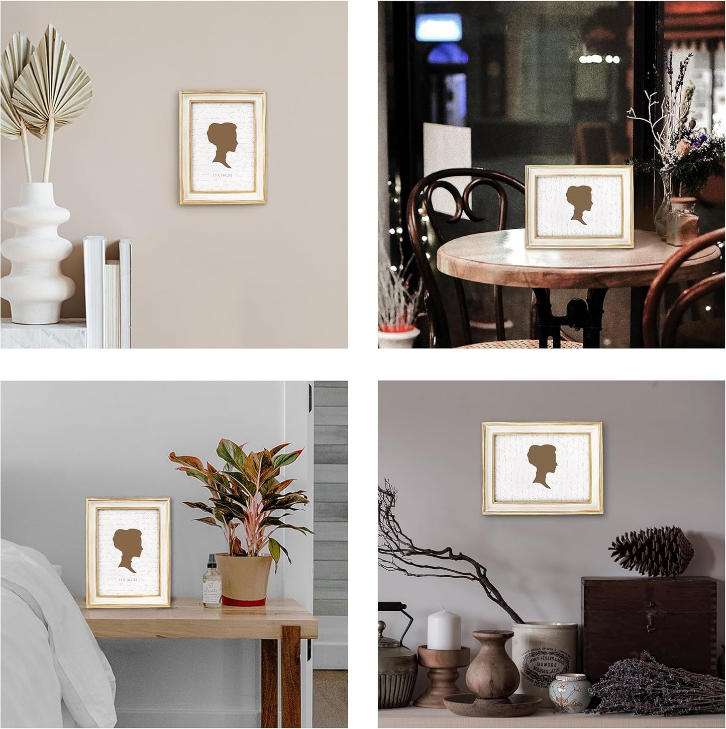 AELS 5x7 Inch Vintage Picture Frame, Elegant Antique Photo Frames with Glass Front, Photo Display, Tabletop Wall Hanging, Gift Ideas, Off-white with Gold Trim