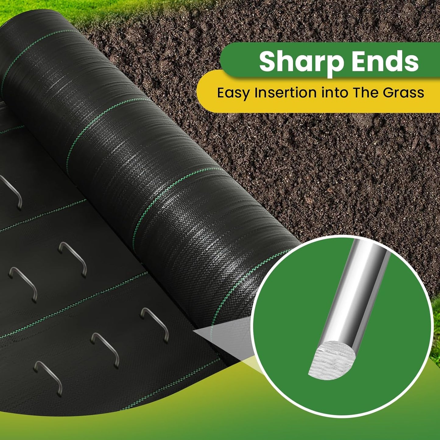 Landscape Staples Galvanized 12 Inch 60 Pcs, Metal Garden Stakes 1.6 Inch, Garden Staples for Weed Barrier Lawn 11 Gauge