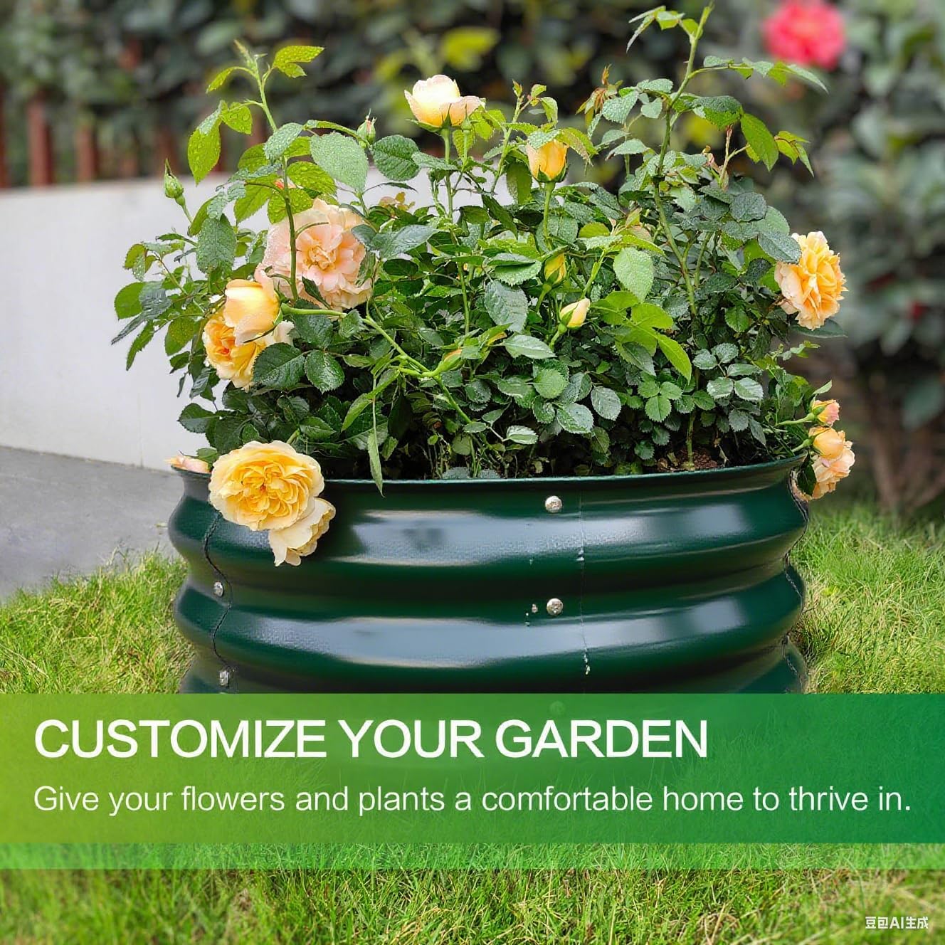 GARDMAX 2 Pack 2x2x1FT Galvanized Round Raised Garden Bed Kit, Metal Planter Boxes Outdoor with Easy Assembly, Large Garden Bed for Vegetables, Fruits, Flower, Herbs Dark Green