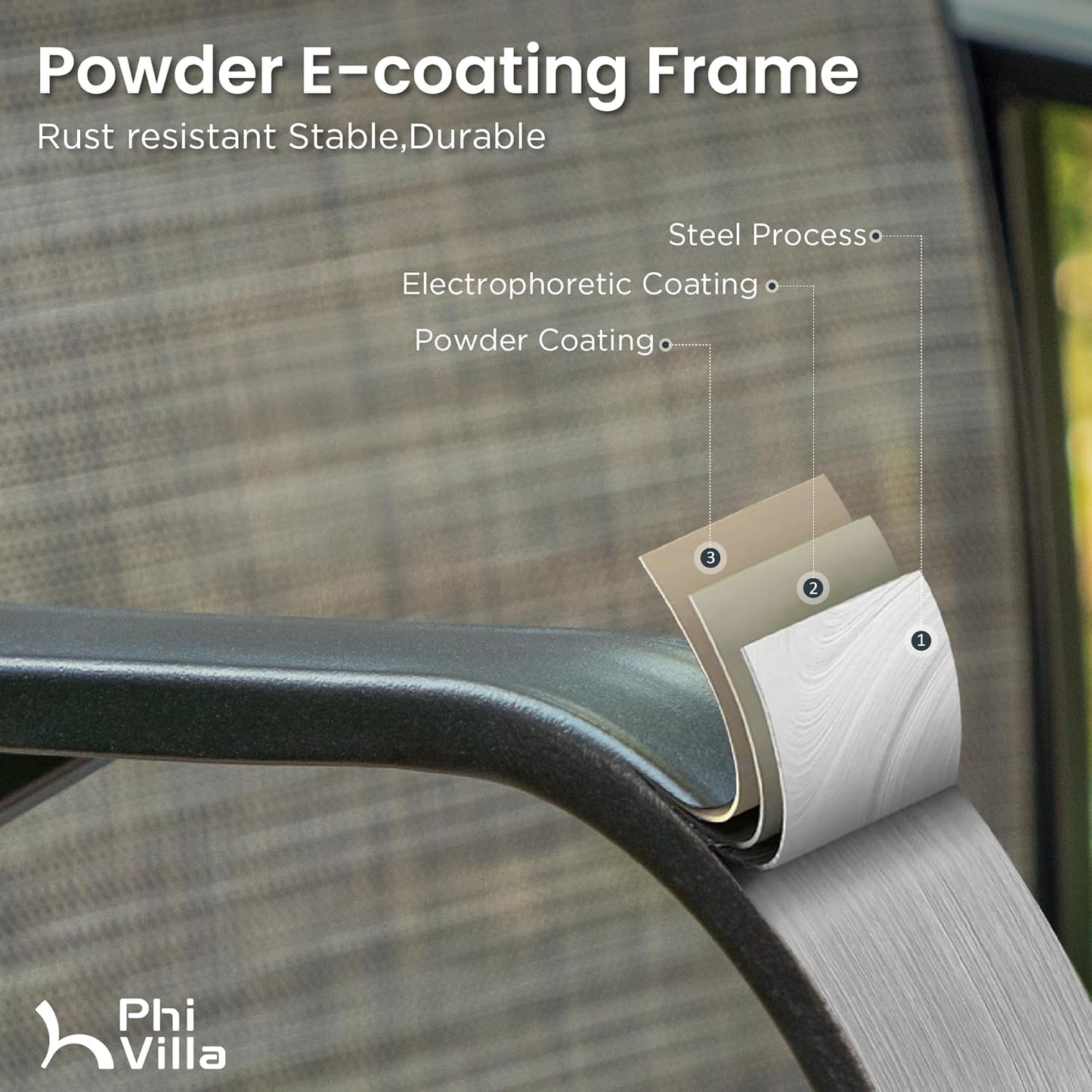 PHI VILLA Outdoor Swivel Bar Stools Set for 4, Metal Patio Bar Table and Chairs Set with Grey Textilene Fabric for Outside