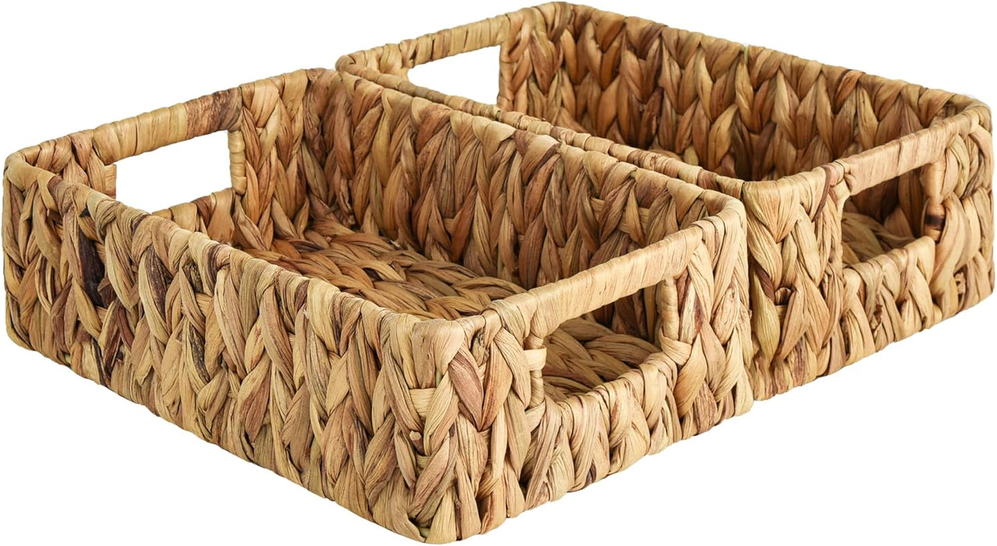 StorageWorks Water Hyacinth Baskets, Small Wicker Baskets for Organizing in Kitchen and Bathroom, 2-Pack