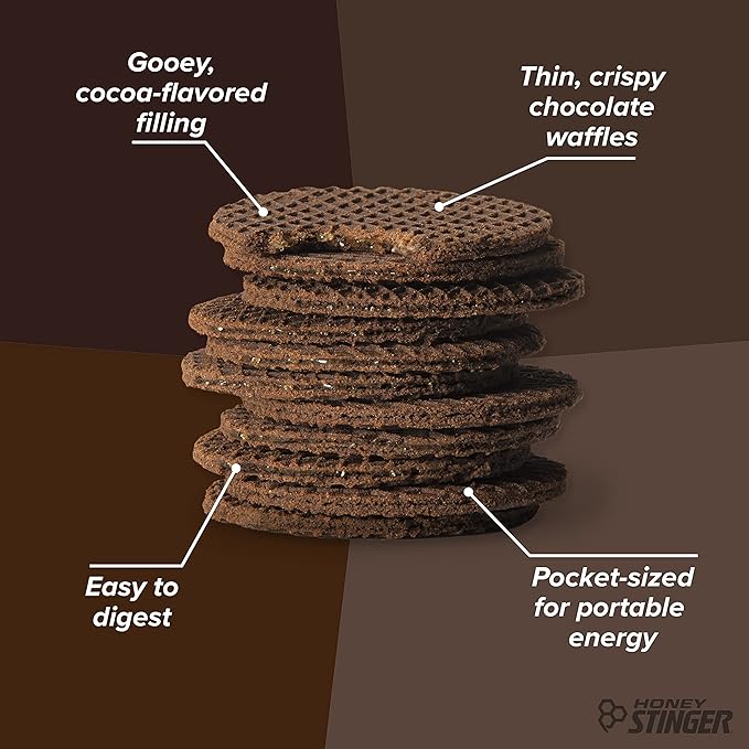 Honey Stinger Organic Chocolate Waffle | Energy Stroopwafel for Exercise, Endurance and Performance | Sports Nutrition for Home & Gym, Pre and Post Workout | Box of 16 Waffles, 16.96 Ounce