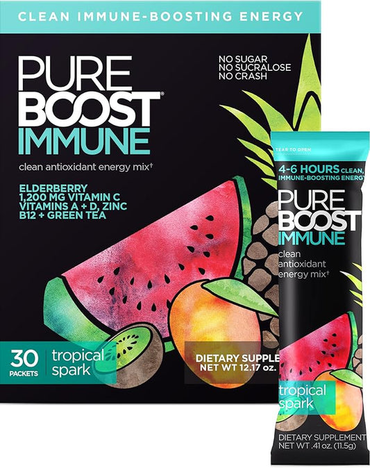 Pureboost Immune Clean Energy Drink Mix: 1200 mg 28 Vitamins, 30 Count)