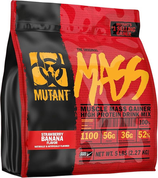 Mutant Mass | Weight Mass Gainer Protein Powder - high Calorie Protein Powder for Mass gain - Strawberry Banana - 5 Pound