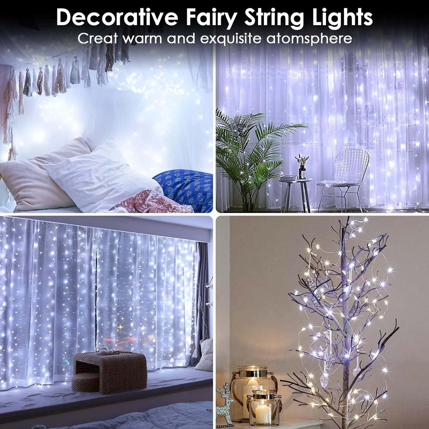 2-Pack Fairy Lights Battery Operated with Timer, Waterproof 16FT 50 LED String Lights Indoor Outdoor, Cuttable Starry Fairy Lights for Christmas Home Bedroom Wedding DIY Centerpiece Decor (Cool White)