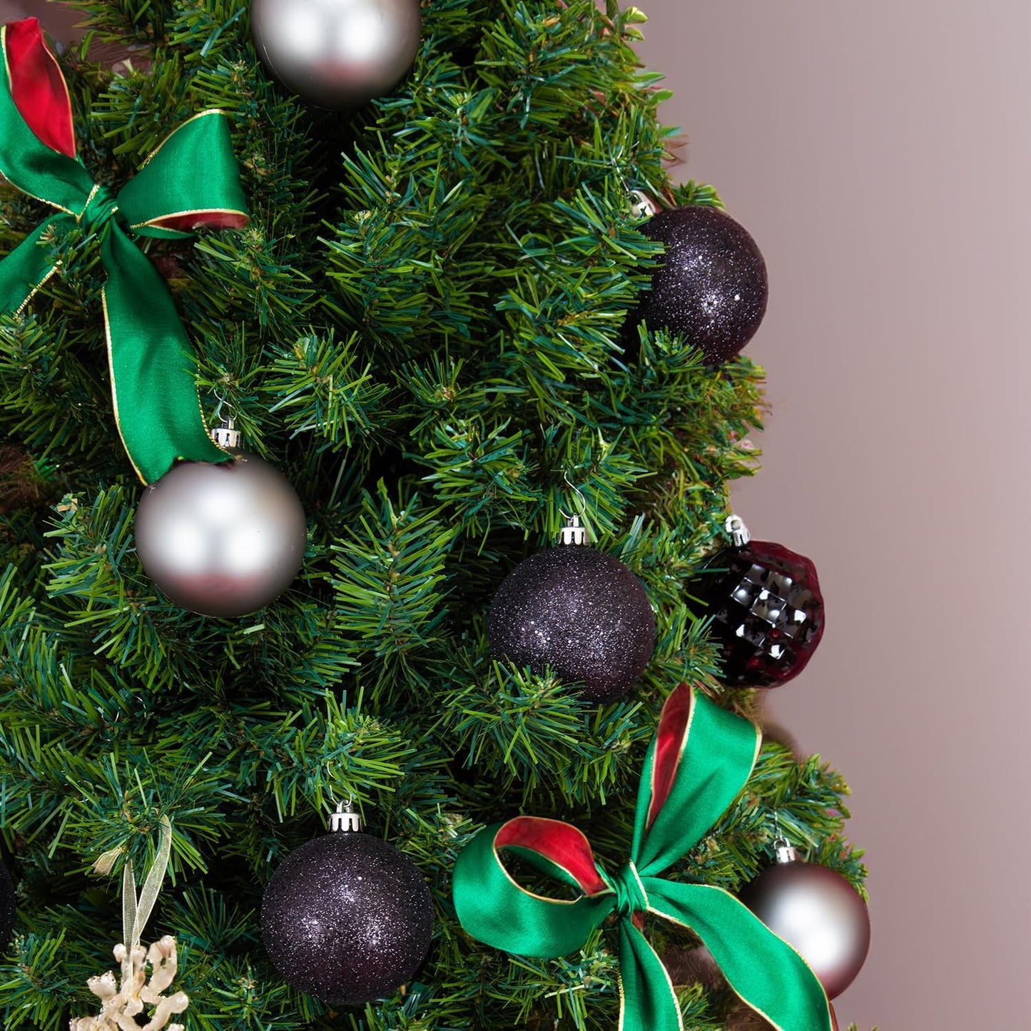 Every Day is Christmas Ornaments, Shatterproof Christmas Tree Ornament Set, Christmas Balls Decoration 35 Count (2.75"/70mm, Black Grey)