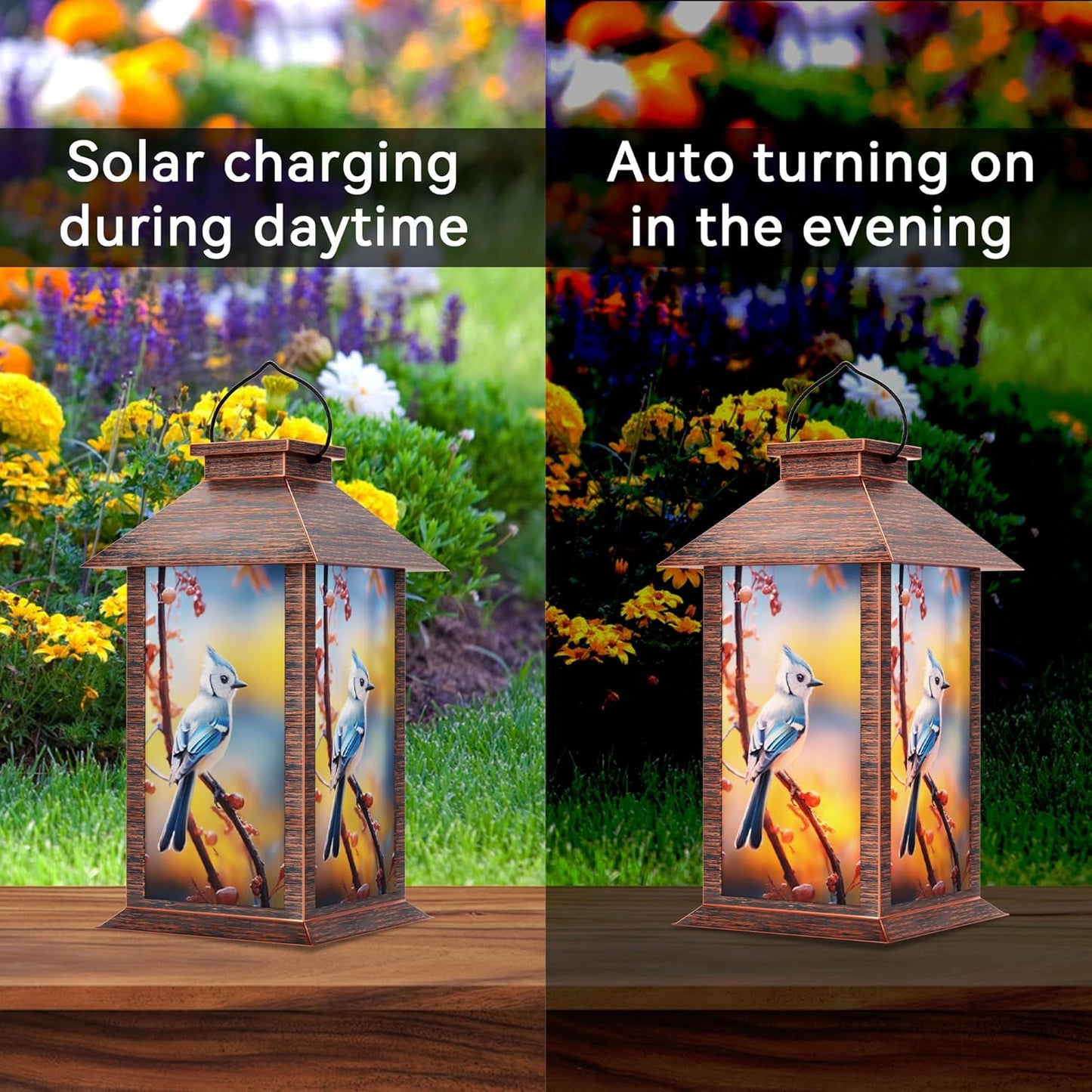 Solar Lanterns Outdoor, Waterproof Garden Hanging Lanterns with LED Flickering Flameless Candles for Mom Grandma Women Lantern Decorative Outdoor for Yard, Garden,Party Decor