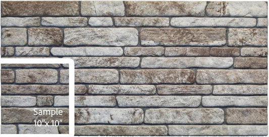 Dundee Deco 3D Wall Panels Faux Brick - Cladding Light Brown Grey Stone Look Wall Paneling, Styrofoam, Sample, Size 10 x 10 in.