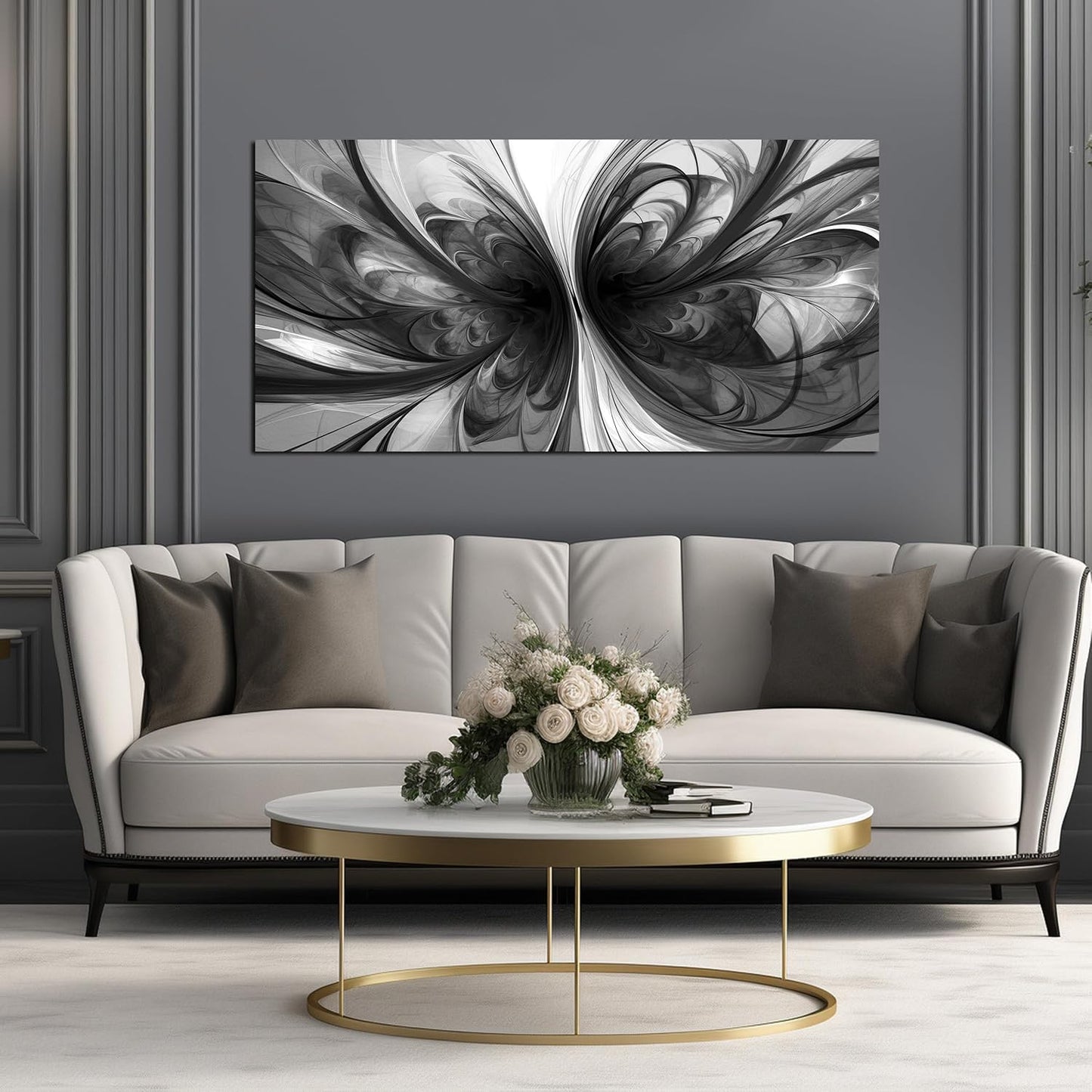 Black and White Pictures for Wall Abstract Art Wall Decor for Living Room Bedroom Office Wall Art 24 x 48 Inch