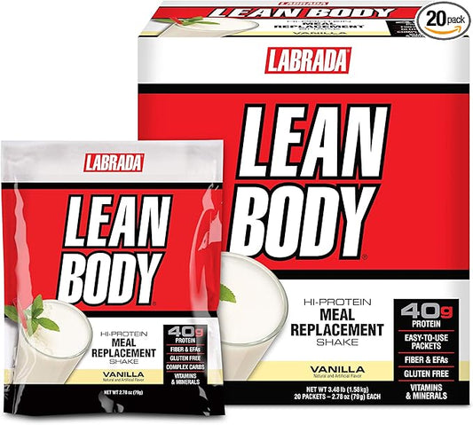 Lean Body MRP All-In-One Vanilla Meal 40g Protein, 8g Healthy 22 Vitamins (20 Packets)