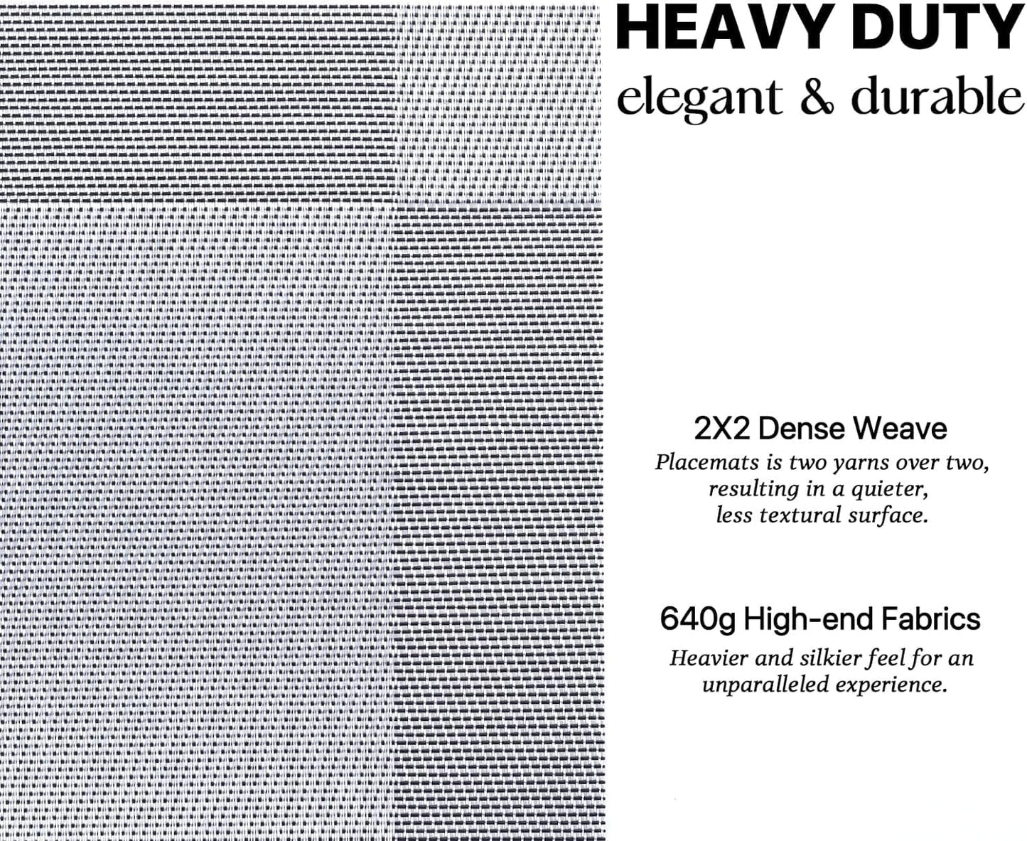 LEXMORE PlaceMats Set of 12 Vinyl/Plastic Woven Place Mats for Kitchen Table Indoor/Outdoor Washable PlaceMat Wipeable Dining Table Mats(Silver Cube)