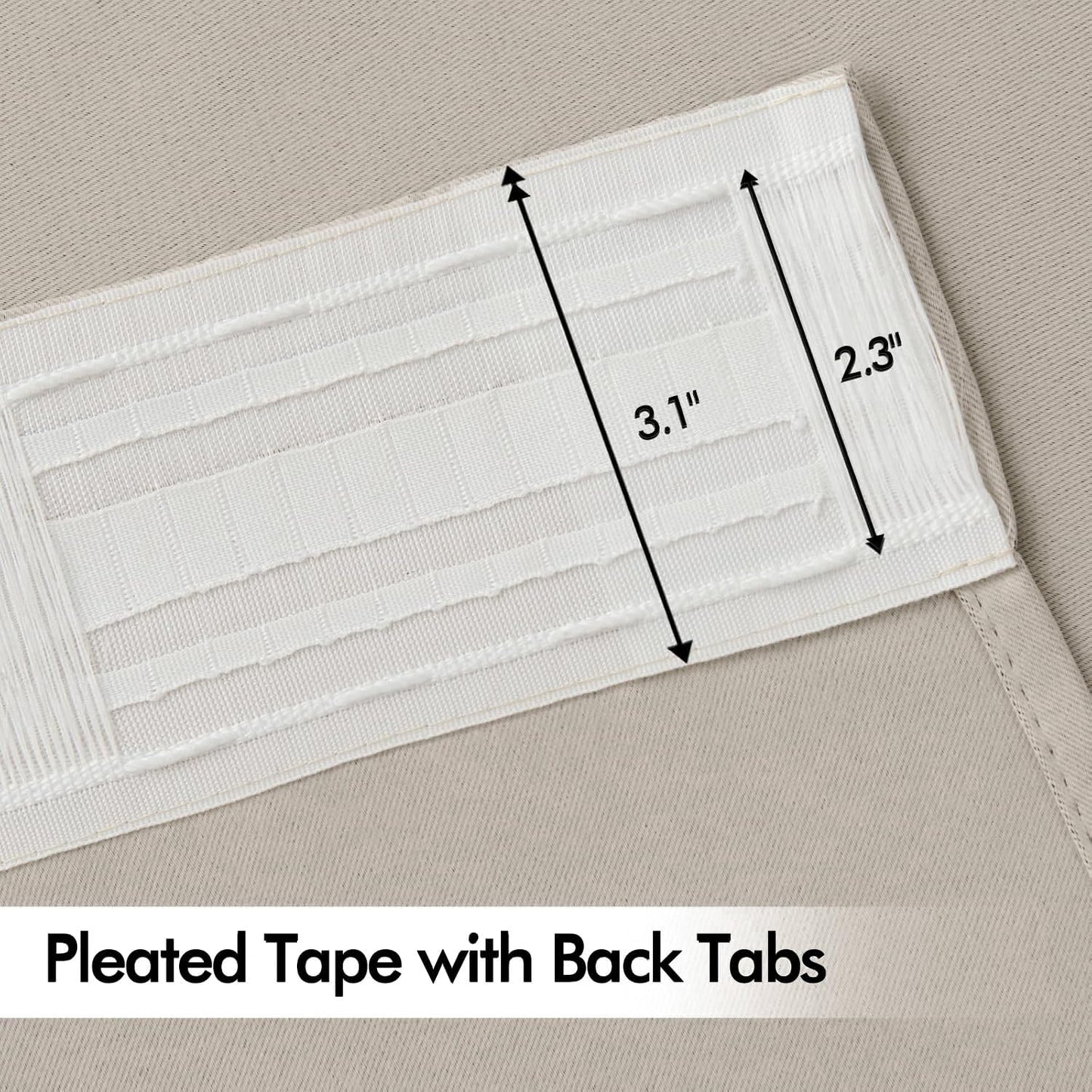 MIULEE Natural Back Tab Blackout Curtains 72 Inches Long 2 Panels Set for Living Room Bedroom Privacy, Rod Pocket/Pinch Pleat Thermal Insulated Room Darkening Pleated Light Blocking Drapes