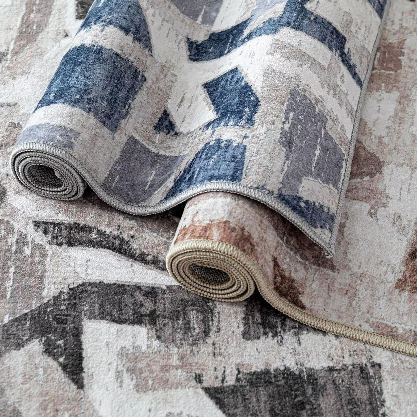 Modern Abstract Door Mat Indoor Entrance 2X3 Brown Rug Washable, Non-Slip Small Rugs for Entryway Bathroom Ultra-Thin, Throw Carpet for Kitchen Bedroom Nursery Kids Print Faux Wool