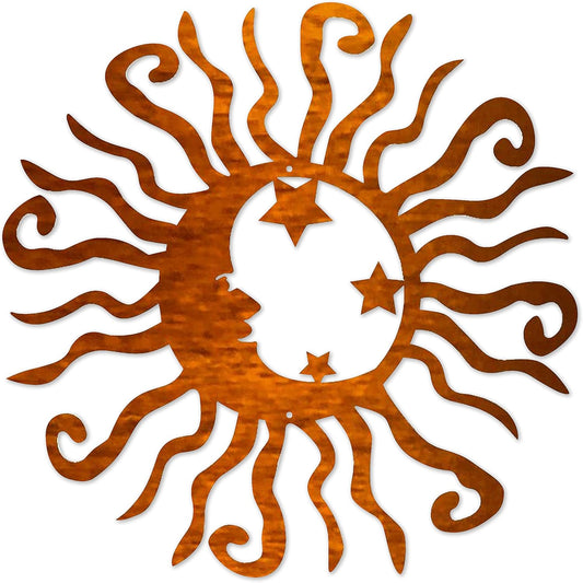 Riverside Designs Wacky Solar Moon Metal Wall Art Steel Outdoor Decor | Heavy-Duty and Waterproof | Made in USA (Copper, 12L x 12W)