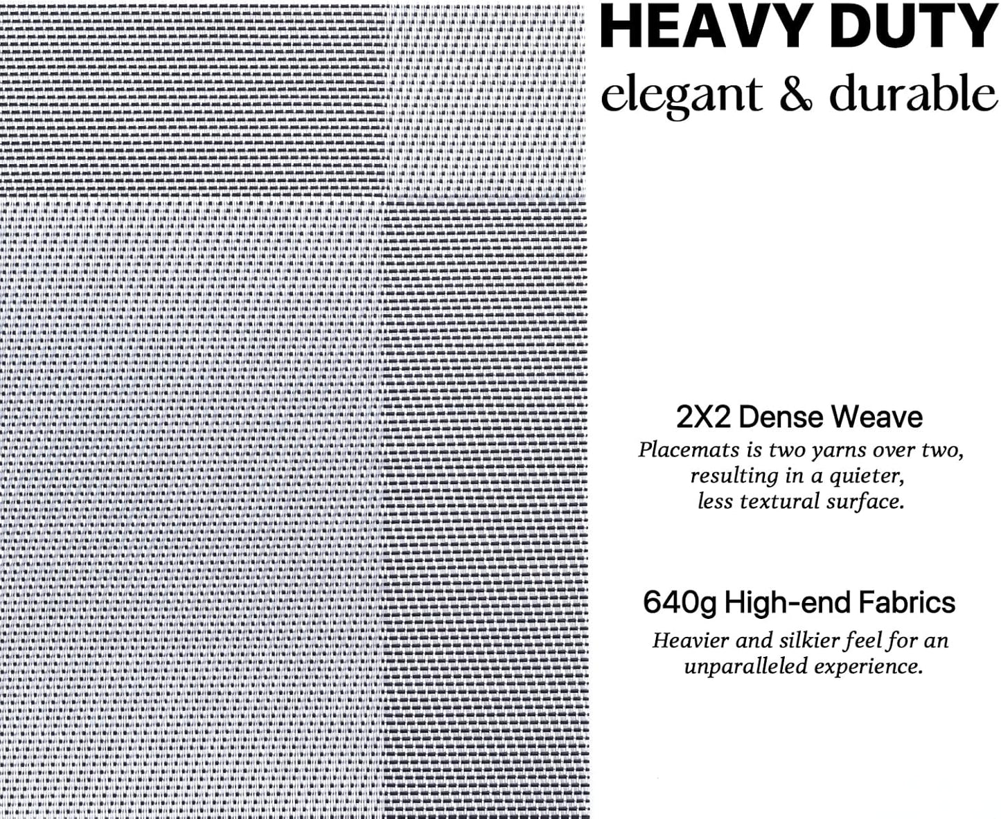 LEXMORE Placemats Set of 6 Vinyl/Plastic Woven Place Mats for Kitchen Table Indoor/Outdoor Washable Placemat Wipeable Dining Table Mats(Silver Cube)