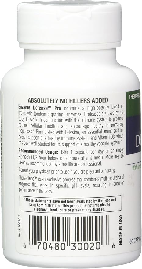 Enzyme Defense Pro, 60 Capsules–Immunity Support D3, L-Lysine,