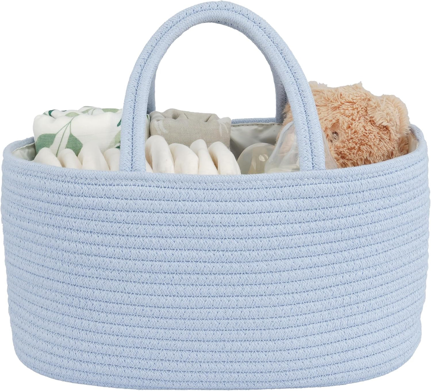 Diaper Caddy Organizer Cotton Rope Baby Basket Nursery Storage and Portable Tote Bag for Car Ideal Baby Shower Gifts and Registry Must-Have for Newborn Essentials blue