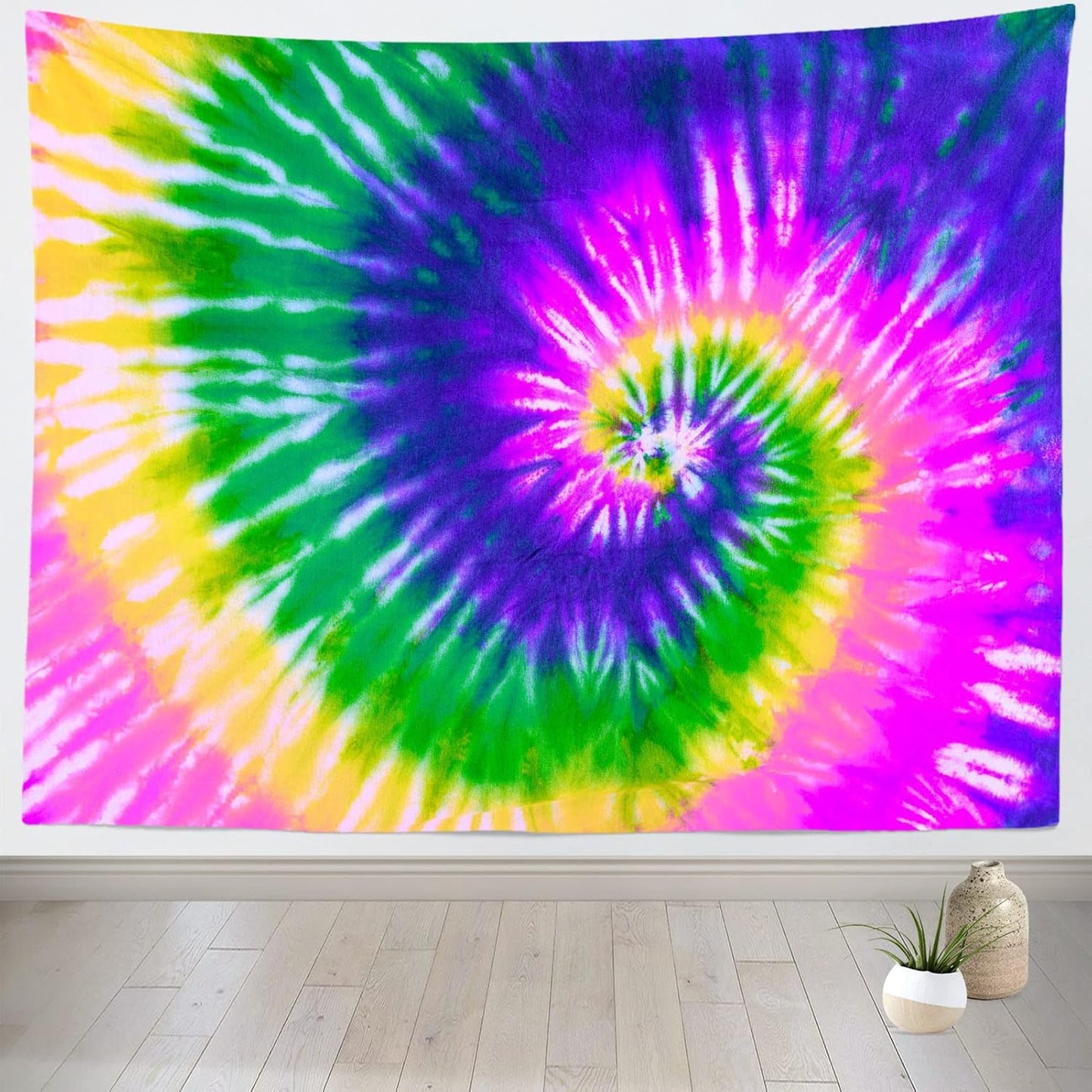 BELECO Tie Dye Tapestry Fabric Wall Hanging 60x50 Inch Hippie Tapestry 60's Tie Dye Wall Decor Watercolor Rainbow Spiral Tie Dye Art Tapestries for Bedroom Living Room Dorm Home Decor
