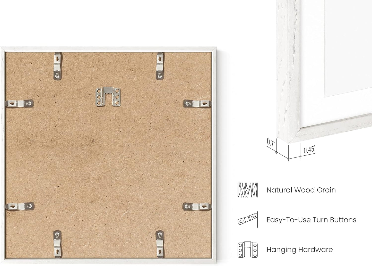 HAUS AND HUES Square Picture Frames 12 x 12 Set of 25 - Photo Gallery Wall Frame Set, Wood Frames With Mat, White Oak