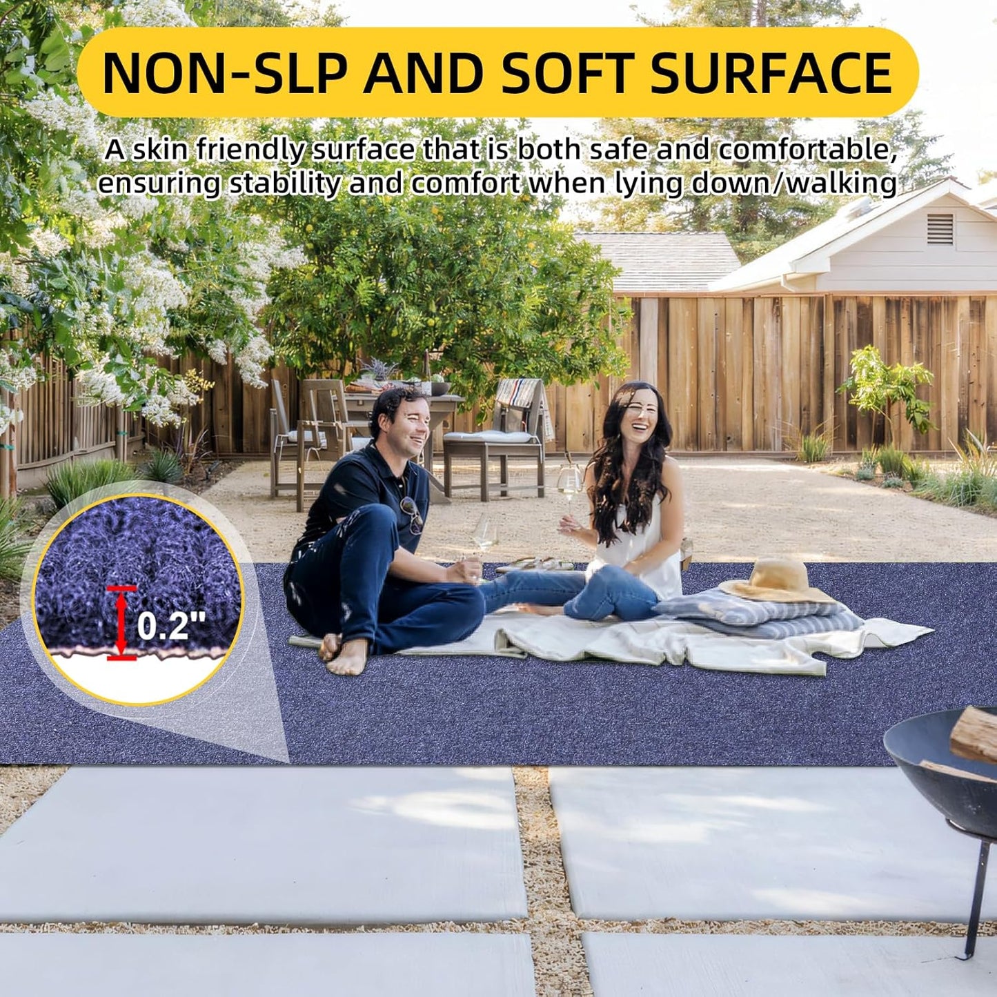Marine Carpet,5 FT x 10 FT Deep Blue Indoor Outdoor Carpet 0.2" Thick Boat Carpet with Water-Proof TPE Backing, Non-Slide Outdoor Marine Carpet Roll for Home, Patio, Porch, Deck