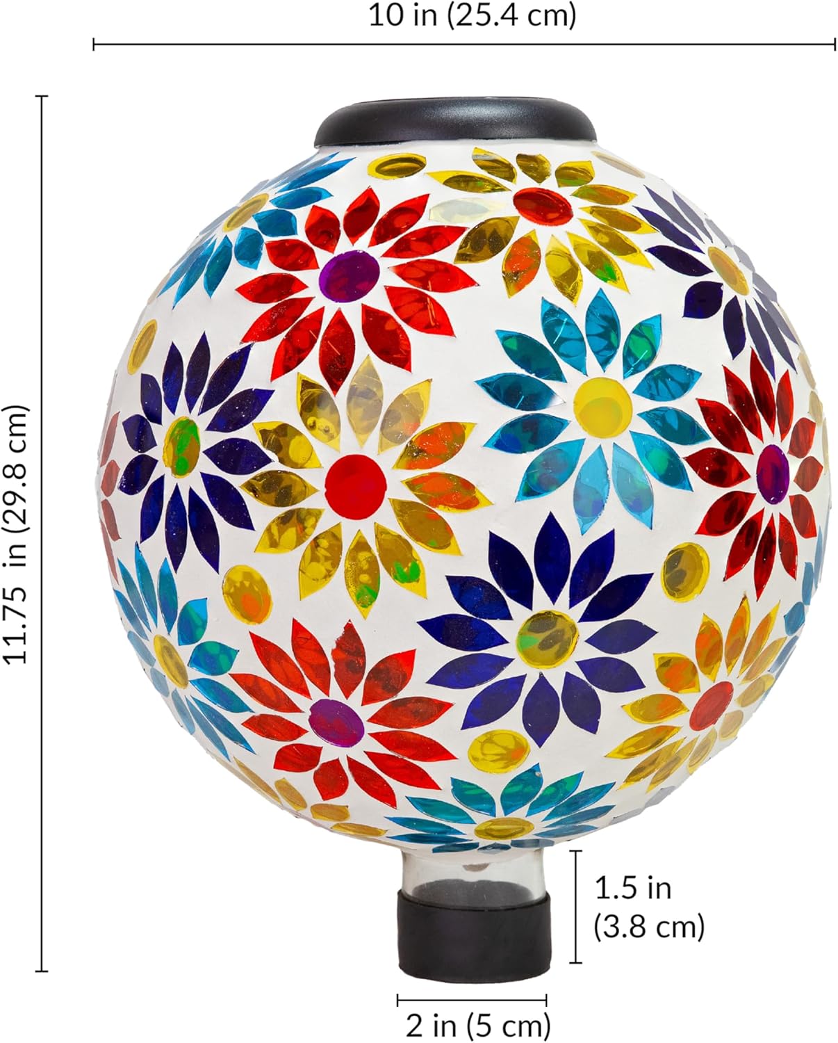 Sunnydaze 10 inch Solar Gazing Ball for Garden - Glass Outdoor Gazing Globe - Midsummer Dahlias - Set of 2