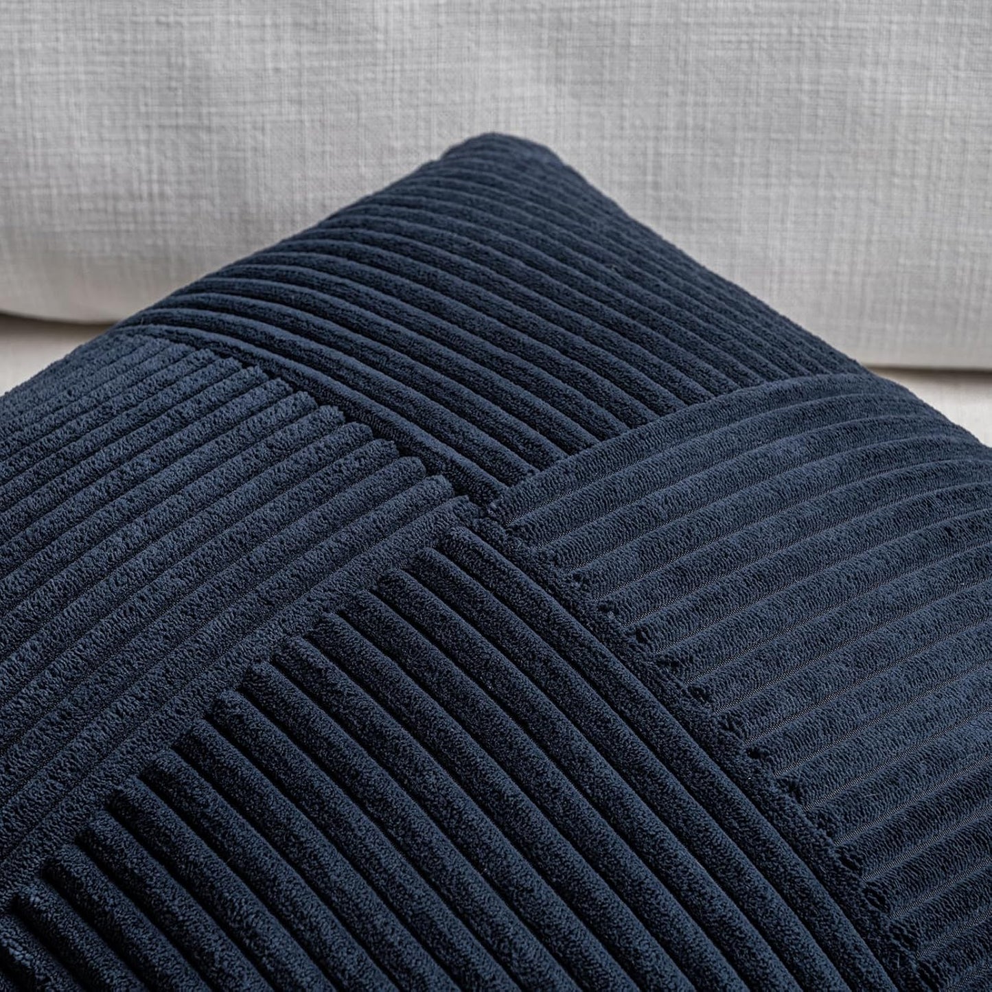 Fancy Homi 2 Packs Navy Blue Lumbar Decorative Throw Pillow Covers 12x20 Inch for Living Room Couch, Rustic Farmhouse Boho Home Decor, Soft Striped Corduroy Rectangle Accent Cushion Case 30x50 cm