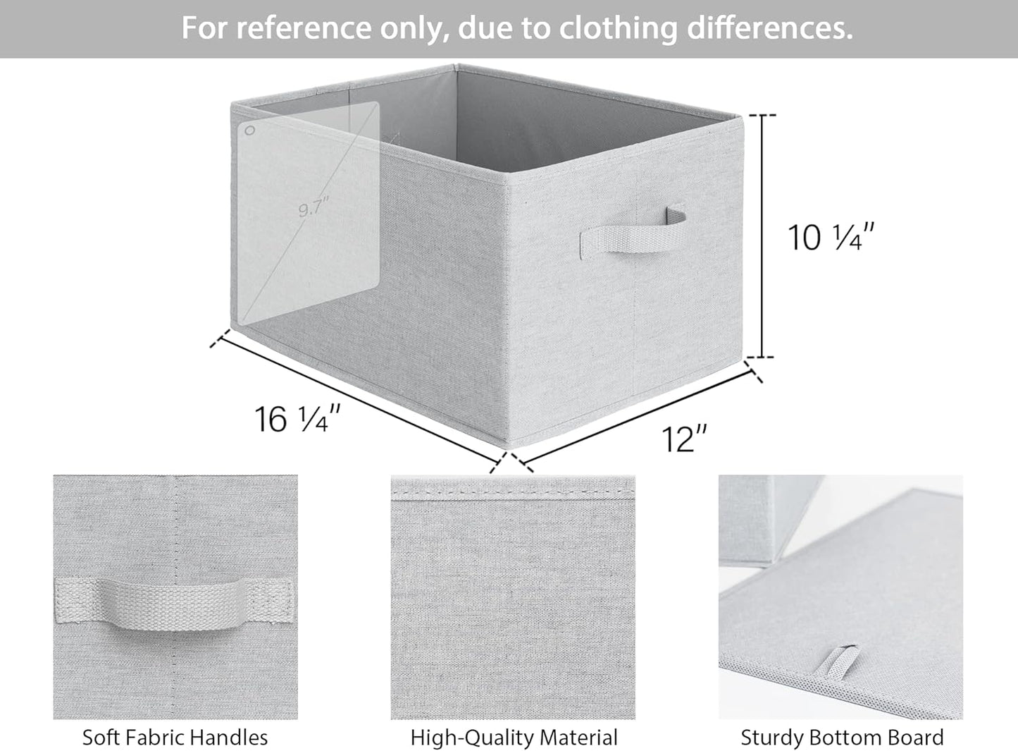 StorageWorks Storage Baskets for Shelves, Foldable Fabric Closet Storage Bins with Handles, Fabric Storage Bins Clothes Organizer, Light Grey, 3-Pack, Extra Large