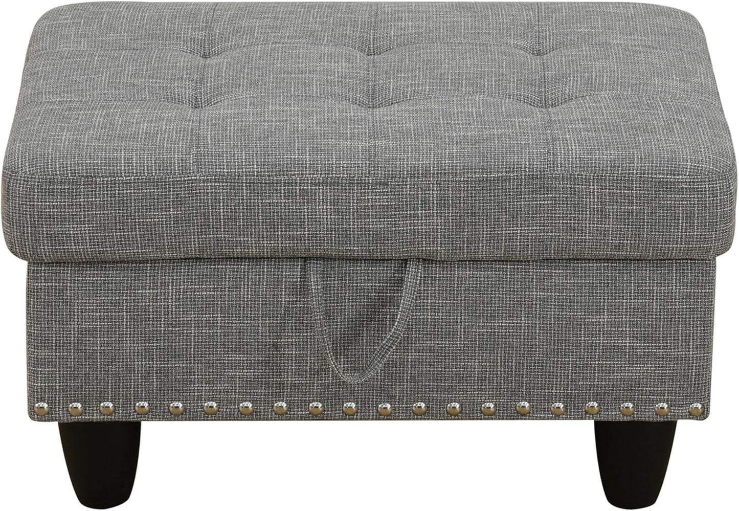 Ottoman Rectangular Storage Ottoman Bench, Flannel Footrest Stool Footstool with Lid for Living Room, Bedroom, Entryway, Gray, 29.1"x18.9"x17.3"