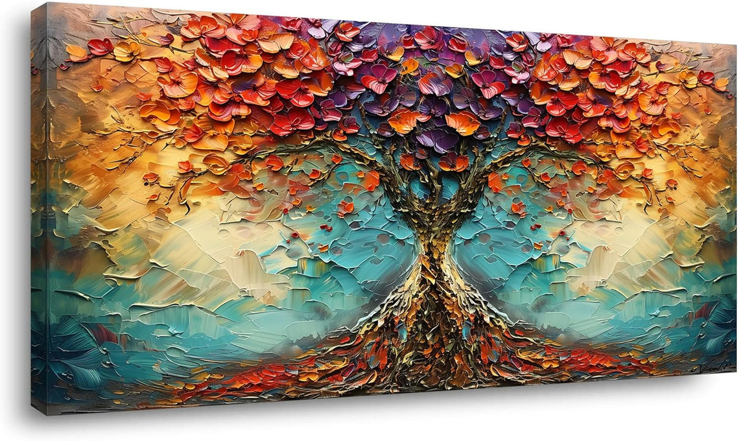 LASMOND Beautiful Colorful Tree Amazing Art Plants Wall Art Decor Artwork for Living Room (30x60 Inches)