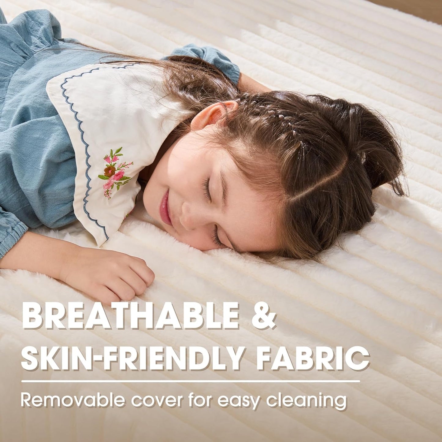 Hobestluk 96“ Modular Sectional Sofa Couches L-Shape Couch 3 Seat Modular Sofa Memory Foam Sectional Couches for Living Room, Cloud Couch with Oversized Chaise (White, Stripe (Right Facing Chaise))