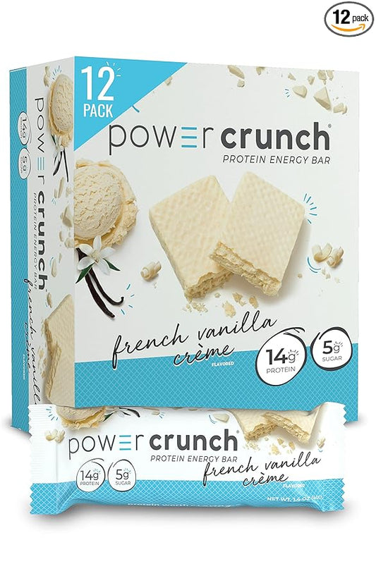 Power Crunch Protein Wafer Bars, High Protein Snacks with Delicious Taste, French Vanilla Creme, 1.4 Ounce (12 Count)