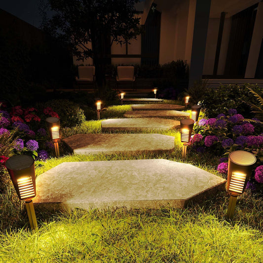 Solar Lights Outdoor Pathway 8 Pack, Solar Pathway Lights Outdoor Auto On/Off Waterproof Garden Landscape Lighting for Path, Yard, Walkway, Driveway, Lawn, Patio, Outside Decor, Warm White